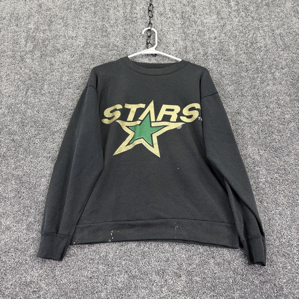 Vintage Dallas Stars Sweatshirt Mens Large Black NHL Hockey Tultex 90s